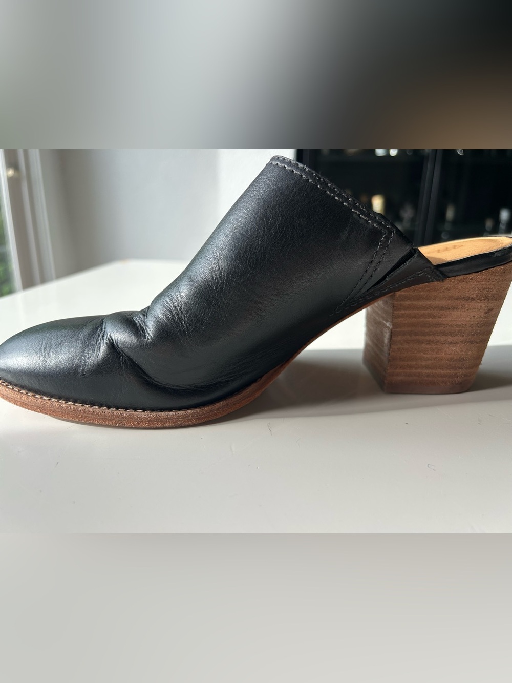 Women’s Madewell Black Leather Block Heel Mule - Picture 2 of 9